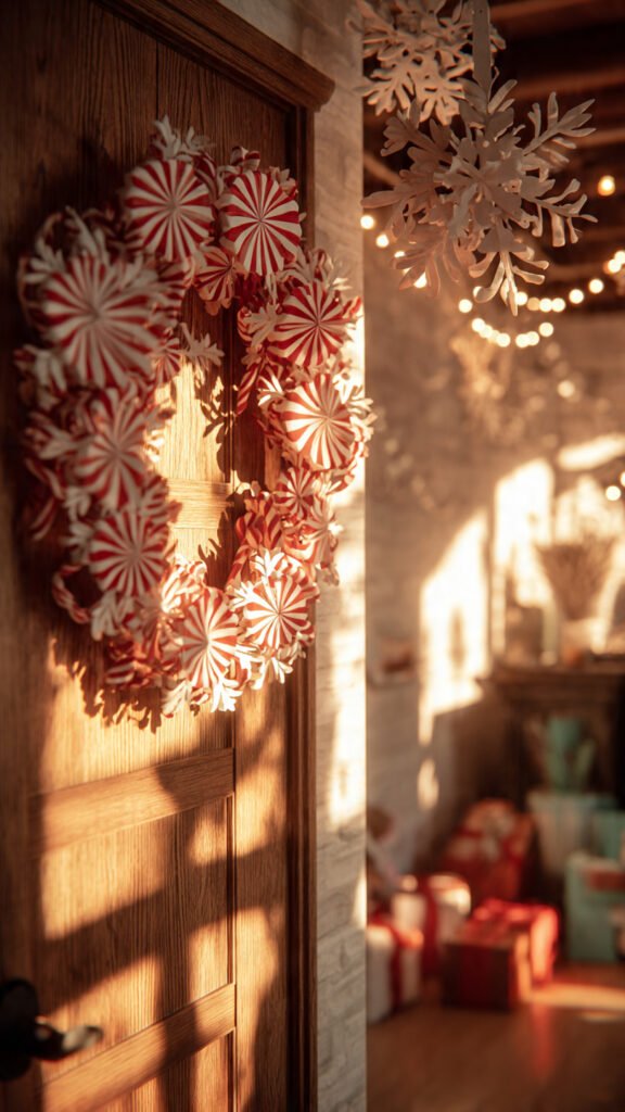 Decor Christmas Party: 5 Easy Ideas (2026) DIY paper snowflakes and candy cane wreath