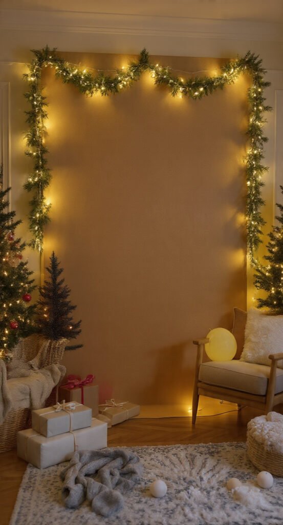Decor Christmas Party: 5 Easy Ideas (2026) Budget friendly kraft paper backdrop with string lights